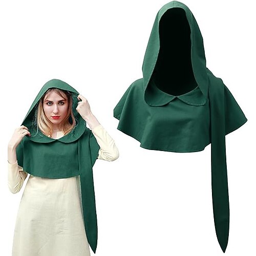 Retro Vintage Mittelalterlich Renaissance Umhang Mit Kapuze Schals Wikinger Ranger Kostüm Damen Vikinger Halloween Karneval Leistung Party LARP Erwachsene Schal Image