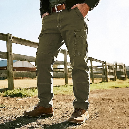 Herren Cargo-Hosen Hose Wanderhose Knöpfe Mehrere Taschen Einfach tragbar Outdoor Täglich Campen und Wandern Mode Klassisch Schwarz Armeegrün Image