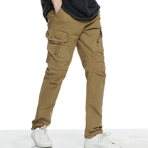 Herren Cargo-Hosen Hose Mehrere Taschen Elastischer Kordelzug in der Taille Einfach tragbar Outdoor Täglich Campen und Wandern Mode Klassisch Schwarz Armeegrün Image