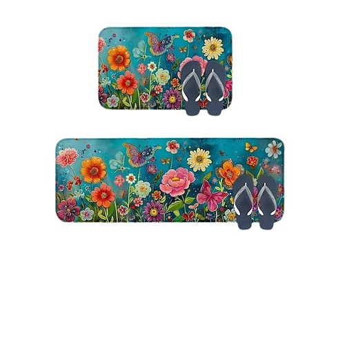 Lange Küchenmatte der Sonnenblumen-Serie – rutschfester, schmutzabweisender und saugfähiger Teppich für den Eingangsbereich Heimgebrauch Image