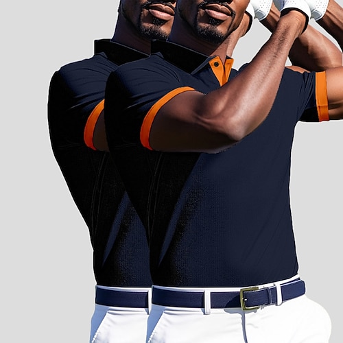 Herren Polo Lässig Sport Umlegekragen Kurzarm Sport Freizeit Einfach Mehrfachpackung Knopf vorne Sommer Marineblau Weiß Marine Marine Marineblau Schwarz Marineblau Gelb Marineblau Milchgrün Image