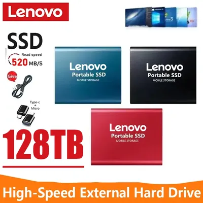 Lenovo Portable 1tb External Hard Drive High Speed External SSD Mini Hard Disks 1tb Solid State Hard Drive for Laptop/PC/ IPad ﻿