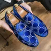 Mode blau Herren Luxus Slipper Schuhe große Größe lässig Männer Wildleder Schuhe Designer Hochzeits kleid Schuhe Männer Wohnungen Mokassins