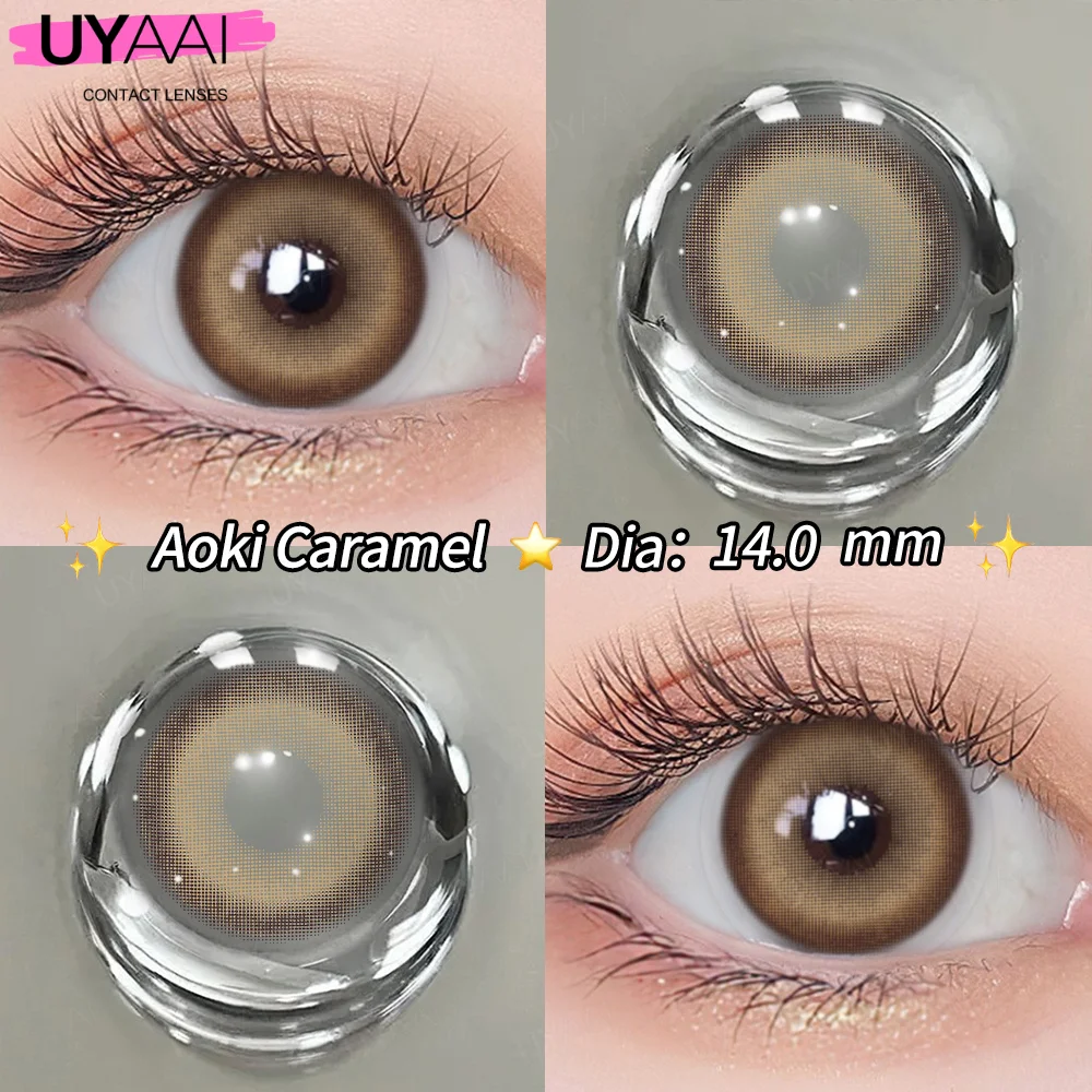 UYAAI 1 Paar jährliche Schönheit, modische Linsen, farbige Kontaktlinsen für Augen, blaue Augen, Linsen, natürliche graue Linse, braune Linse Image