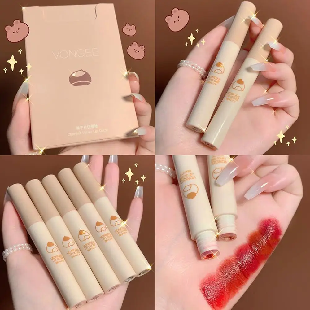 5-teiliges Zigaretten-Lipgloss-Set, matt, rote Tönung für Lippen, Make-up, langlebig, Wasserspiegel, Lippenglasur, wasserdichtes Lippenstift-Set, Kosmetik Image