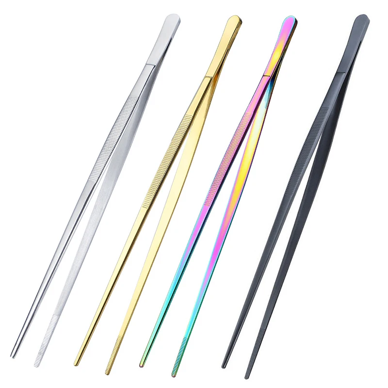 Bunte 8,5-Zoll-Küchenzange, kulinarische Präzisions pinzette aus Edelstahl für Grill, Lebensmittels tyling und Back dekor Image