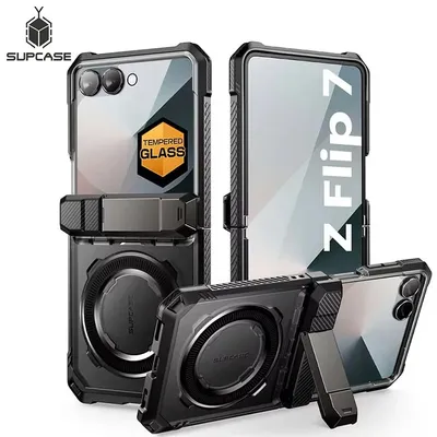 SUPCASE For Samsung Galaxy Z Flip 7 Case UB Grip Military-Grade Rugged Back Phone Case with Stand & Front Screen Protector