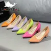 LazySeal 2025 Neue 2,9 Zoll Bunte Patent Leder Schuhe Frauen Pumpen ThukyHeels Arbeit Spitz Heels Plus Größe 46