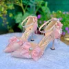 Original handgemachte romantische süße elegante Lolita Schuhe Französisch rosa Heels Prinzessin Kleid Pumps Frauen Kawaii Hochzeit Schuhe Braut