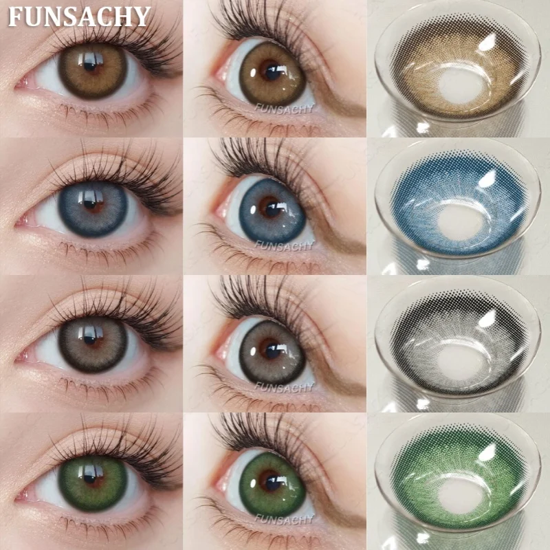 FUNSACHY 1 Paar heiß verkaufte Kontaktlinsen, farbige braune Linse für Augen, graue Schönheit, Schüler, blaue Farbe, Augen-Make-up, Kosmetik, jährlich Image