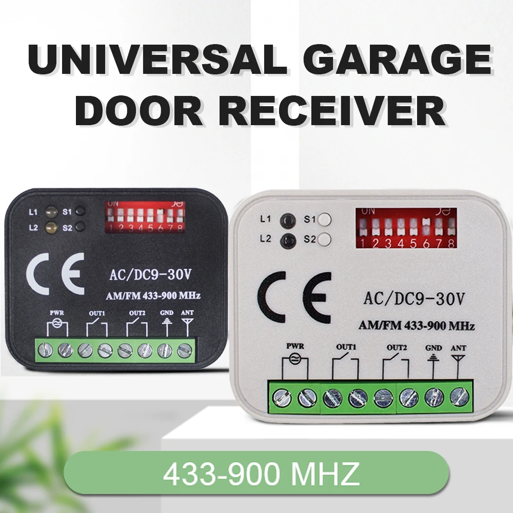 Universal Garage Tür Empfänger 2CH Relais Frequenz 300-868 MHz 433,92 MHz Tor Controller Schalter AC/DC 9-30 V 85-250 V Modul Image