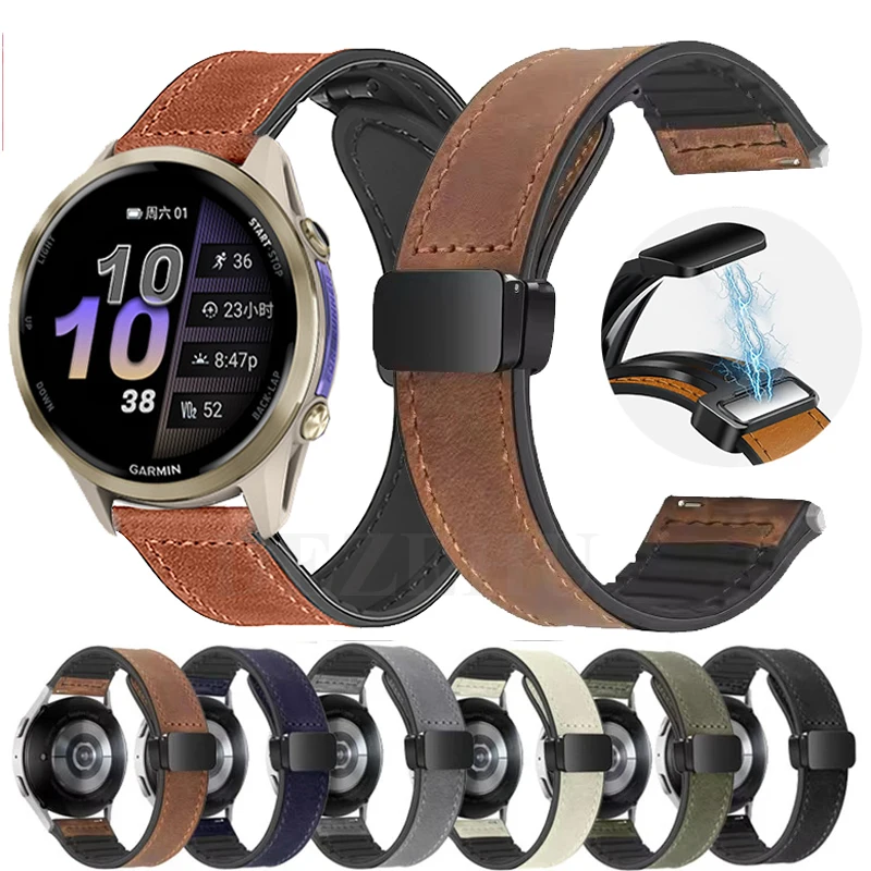 20 mm 22 mm Leder + Silikonband für Garmin Forerunner 970 570 S70 965 745 255 265 245 Armband für Garmin Venu 3 2/Vivoactive 4 5 6 Image