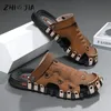 Große handgemachte Herrenschuhe Outdoor Strandschuhe Mode Hausschuhe Sommer atmungsaktive Sandalen Fahren flache Schuhe 39-46