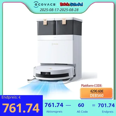 ECOVACS DEEBOT T50 MAX PRO Omni Robot Vacuum and Mop 185KPa 18mm Auto-Lift, ZeroTangle &TruEdge 2.0, AIVI 3.0 Obstacle Avoidance