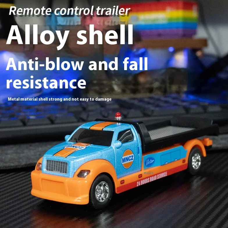 1:64 geschwindigkeit Mini Fernbedienung Auto Fernbedienung Auto Pickup Anhänger Set Legierung 2,4G Fernbedienung Spielzeug Auto kinder für junge gif Image