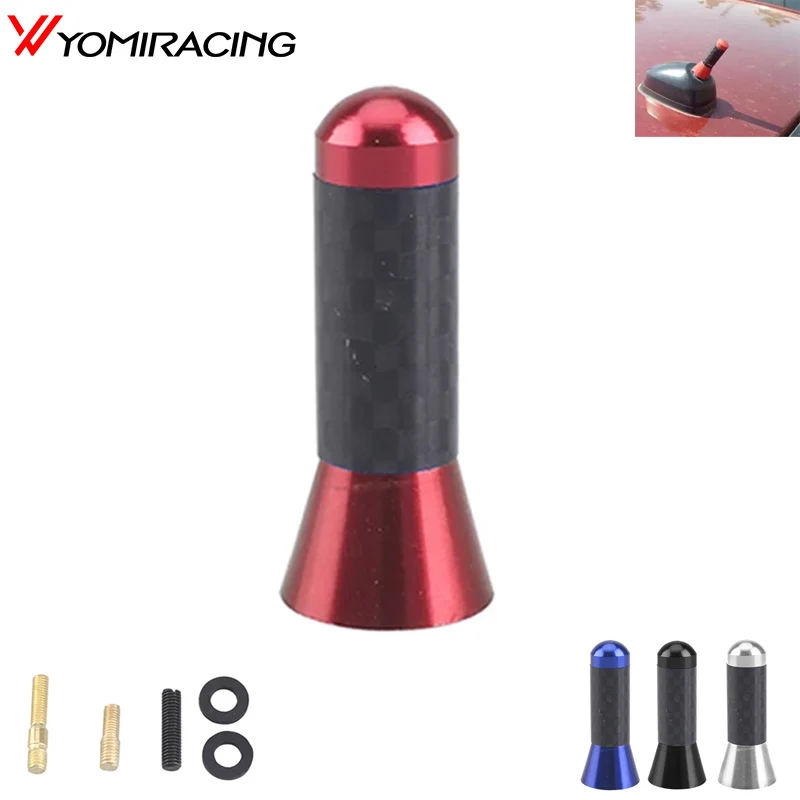 Auto Dach Antenne Verbesserte Signal Carbon Faser Schraube Metall 3,5 cm Kurze Stubby Mast Auto Radio Antenne Antenne Zubehör Styling Image