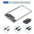 Custodia per HDD trasparente Custodia per HDD SSD da 2,5 pollici SATA a USB 3.0 Tipo-C 3.1 Adattatore Scatola per disco rigido esterno portatile Senza attrezzi