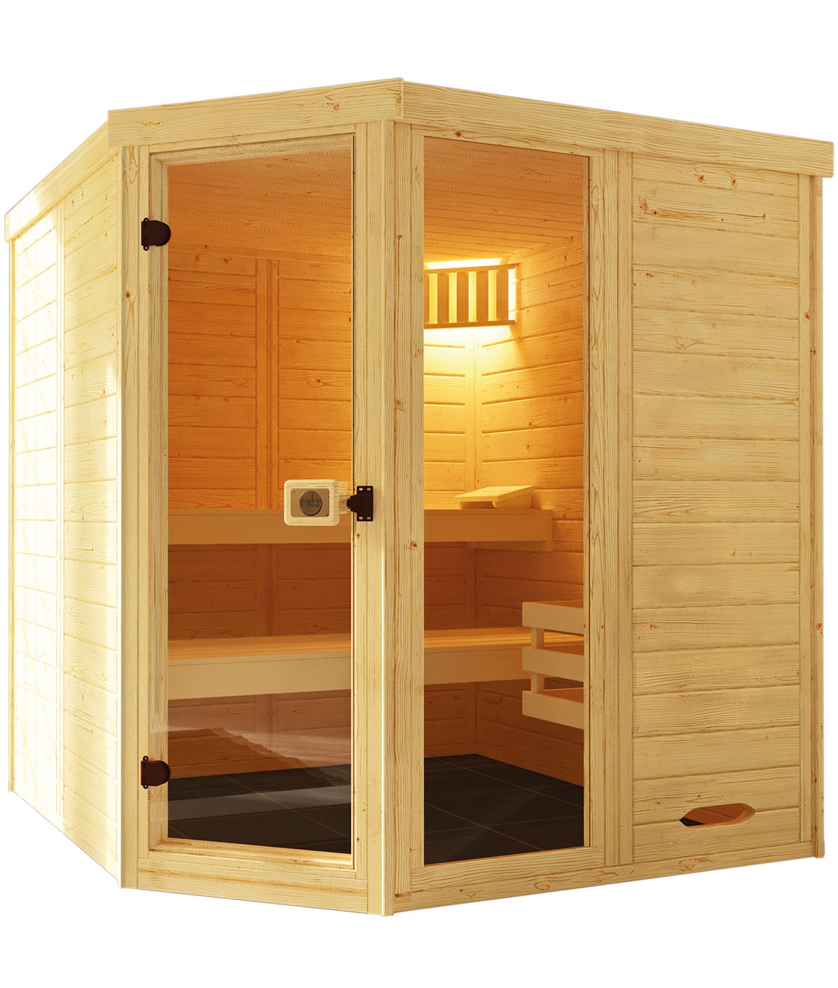 Sauna WEKA "Massivholz-Elementsauna LAUK", beige (natur), ohne Ofen, ohne Steuerung, (ohne Ofen), Saunen, Blockbohlen, vorgefertigte Elemente