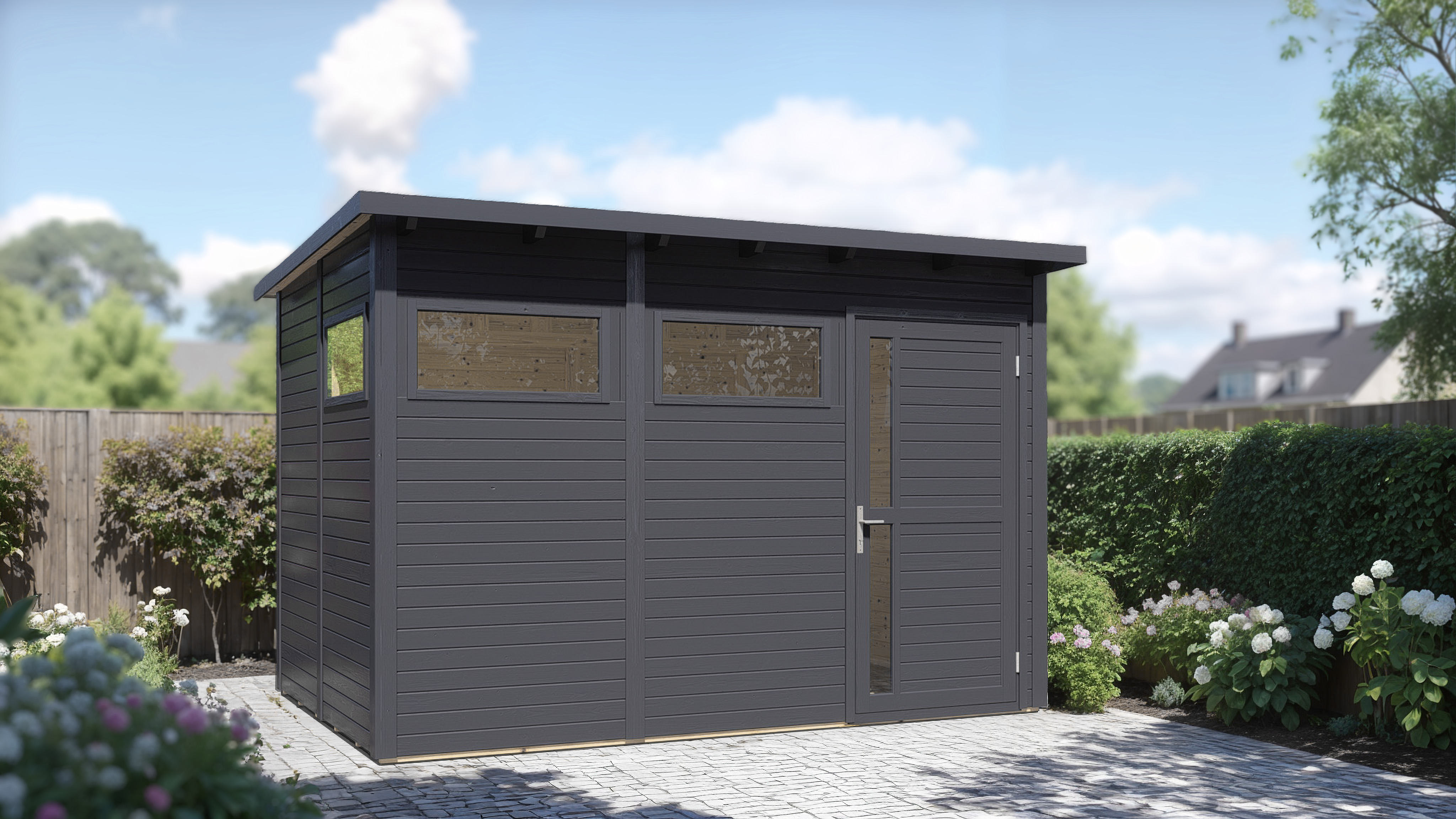 Gartenhaus BERTILO "Pentus 3 anthrazit", grau (anthrazit), Fußboden im Gartenhaus, ohne Dacheindeckung, Massivholz, Gartenhäuser, Gartenhaus