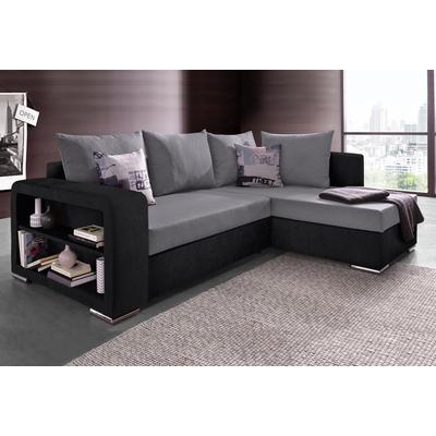 Ecksofa COLLECTION AB "John L-Form", schwarz (schwarz, grau), B:226cm H:85cm T:160cm, Zierkissen: 100% Polyester, Struktur (100% Polyester), Kunstleder SOFTLUX / Struktur (80% Polyester; 20% Polyacryl), Microfaser PRIMABELLE (100% Polyester) /... Image