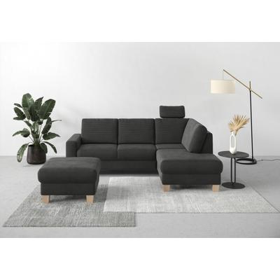 Ecksofa HOME AFFAIRE "Summer L-Form", grau (anthrazit), B:236cm H:91cm T:170cm, 95% Polyester, 5% Polyamid, Sofas, mit Ottomane, wahlweise mit Bettfunktion und Bettkasten, Cord-Bezug Image