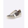 Sneaker HEINE, Damen, Gr. 41, grau (taupe, beige), Leder, Glattleder, Veloursleder, Synthetik, Textil, Textil, modisch, Schuhe