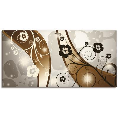 Wandbild ARTLAND "Braune Wirbel mit Blumen", braun (farbe bild(er): braun), B:100cm H:50cm, Canvas, Leinwand, Bilder, als Leinwandbild, Poster in verschied. Größen Image
