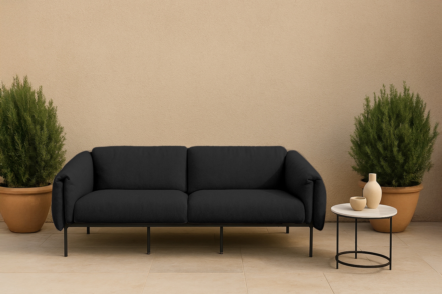 2-Sitzer ANDAS "Lumi", schwarz, B:186cm H:73cm T:96cm, 100% Polip, Sofas, Outdoor Gartensofa, wetterfeste Materialien, Breite 186 cm Image