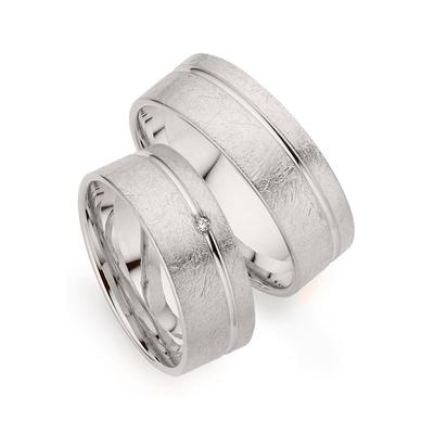 Trauring PHÖNIX "Schmuck Geschenk Gold 333 Trauring Ehering LIEBE versch. Varianten" Gr. 69, weiß (weißgoldfarben), Fingerringe, 69, ohne Brillant, Weißgold 333, 7,0mm, Made in Germany, wahlweise mit oder ohne Brillant Image