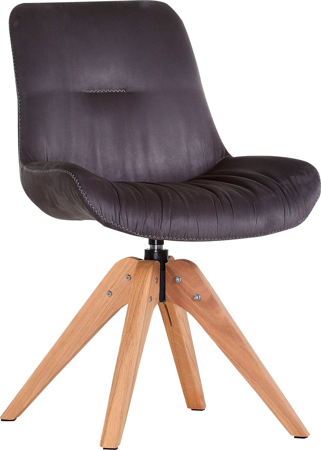Stuhl GUTMANN FACTORY "Iggy", grau (lederlook grau), B:55cm H:84cm T:60cm, Stühle, Drehstuhl in Vintage Optik, im 2er-Set, Drehstuhl Image