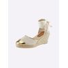 Keilsandalette HEINE, Damen, Gr. 36, silber (beige, platinfarben), Textil, Synthetik, modisch, Schuhe