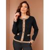 Cardigan CREATION L PREMIUM, Damen, Gr. 48, gelb (schwarz, camel, gemustert), 100% Schurwolle, gemustert, mehrfarbig, Langarm, Strickjacken