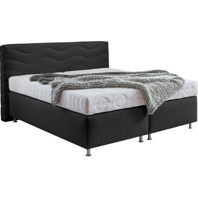 Boxspringbett "Sigma", schwarz, B:175cm L:210cm, Bezug Bett: Microvelours (100% Polyester) oder Feinstruktur (100% Polyester), Bezug Bonnell-Federkernmatratze: 100% Polyester, Bezug Kaltschaummatratze: 100% Polyester, Bezug... Image