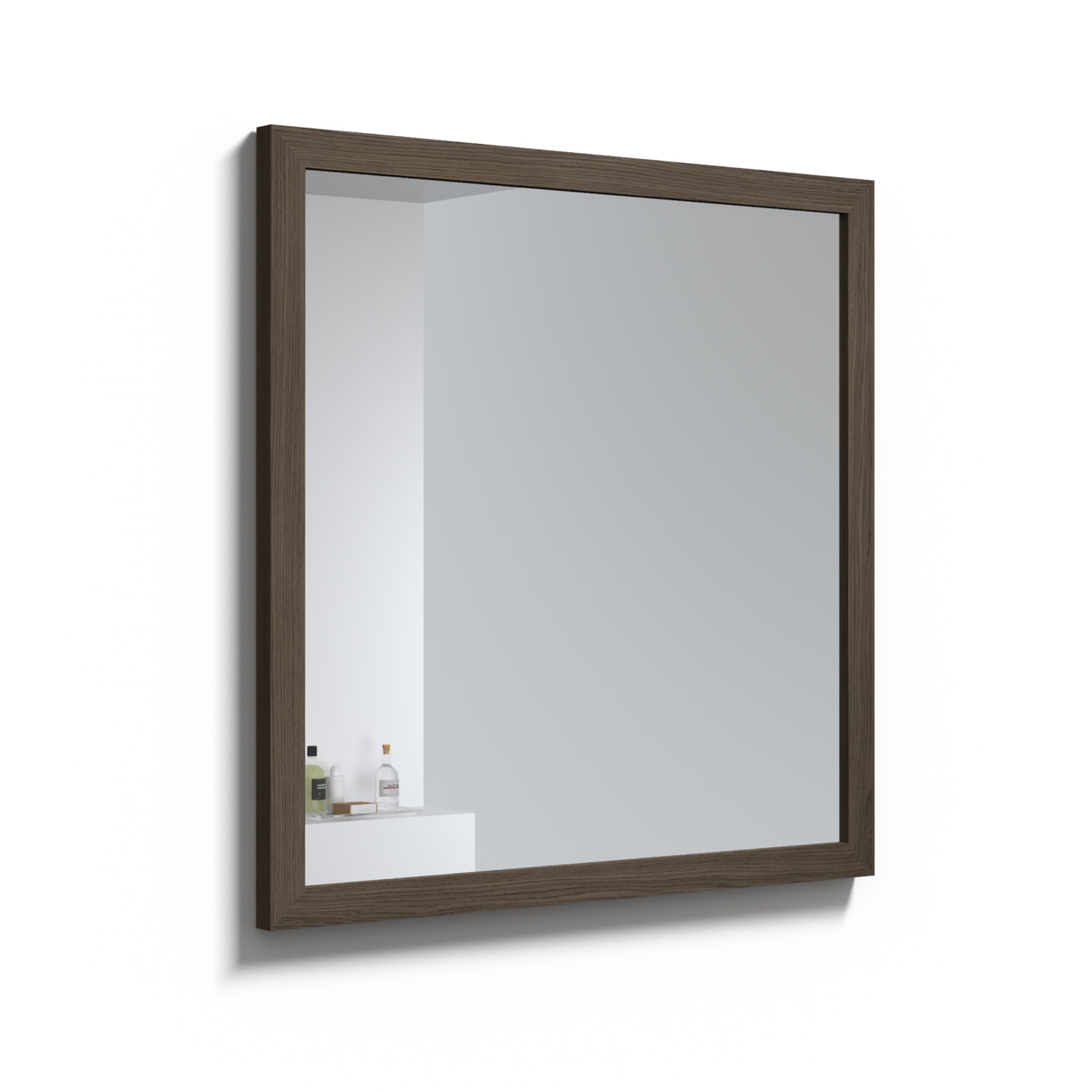 Badspiegel WELLTIME "Rustic", braun (smoked oak), B:80cm H:80cm T:3cm, Furnier, Spiegel, Breite 80 cm, FSC-zertifiziert Image