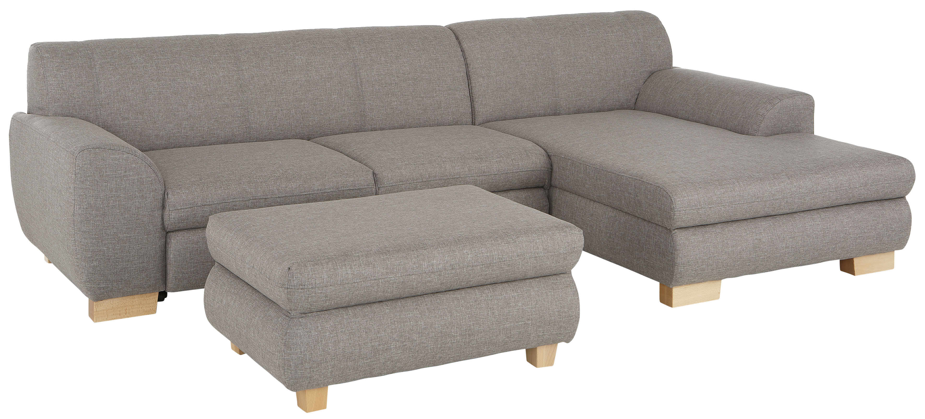 Ecksofa HOME AFFAIRE "Nika L-Form", silber, B:277cm H:84cm T:84cm, Struktur fein (100% Polyester);100% Polyester/ 85% Polyester+15% Polyacryl Melrose/Struktur, Sofas, Polsterecke, Struktur fein oder Melrose/Struktur, mit Bettfunktion