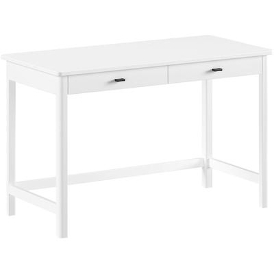 Schreibtisch HOME AFFAIRE "Schreibtisch Forrest aus Massivholz, Made in Europe, zeitloses Design", buche weiß lackiert, buche weiß lackiert, buche weiß lackiert, B:120cm H:77cm T:60cm, Tische, mit 2 Schubladen (Soft-Close), stabil und standfest gebaut Image