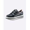 Sneaker HEINE, Damen, Gr. 41, blau (marine, weiß), Leder, Glattleder, Rindsleder, modisch, Schuhe