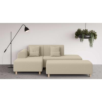 Ecksofa INOSIGN "Suyala", grau (taupe), B:258cm H:85cm T:168cm, 100% Polyester, Sofas, L-Form mit Hocker Image