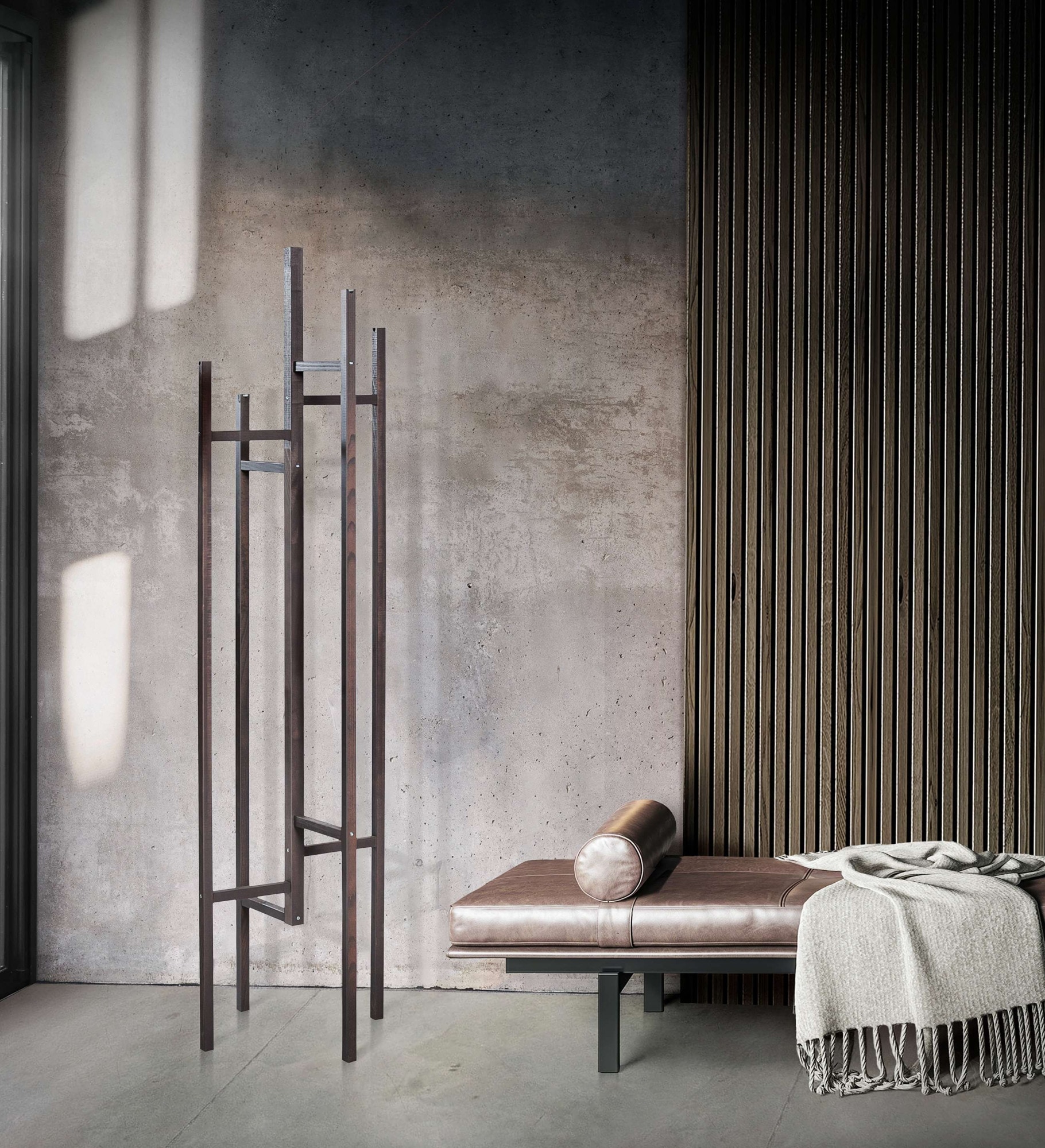 Garderobenständer WOODMAN "Eigen", grau, B:47cm H:175cm T:47cm, Massivholz, Garderobenständer, im skandinavian Design, aus keilverzinkter massiver Buche, FSC