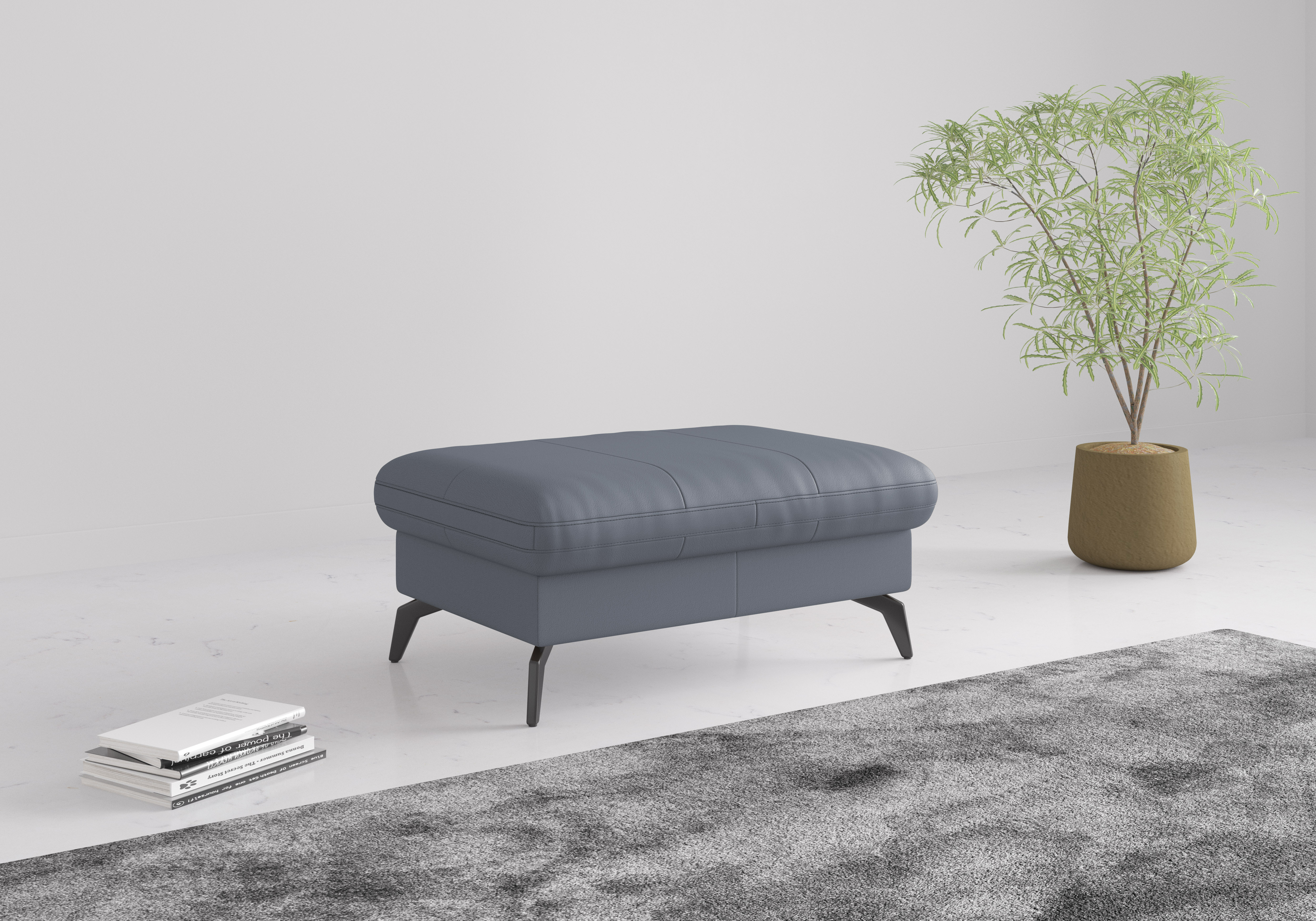 Polsterhocker SIT & MORE "Morris", bunt (graublau), B:103cm H:47cm T:69cm, Hocker, wahlweise mit praktischen Stauraum