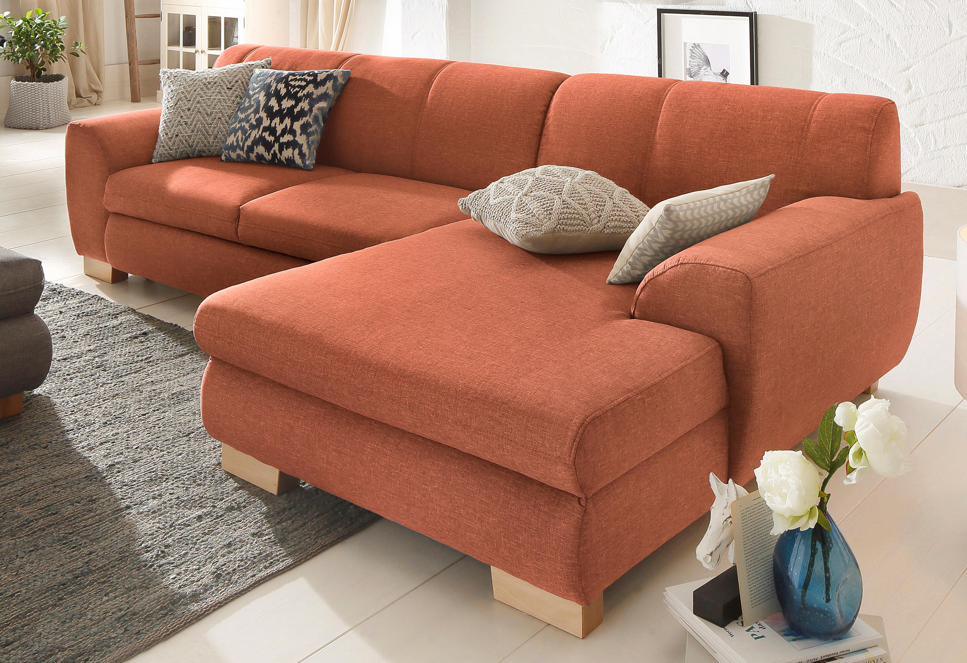 Ecksofa HOME AFFAIRE "Nika L-Form", orange (terra), B:277cm H:84cm T:84cm, Struktur fein (100% Polyester);100% Polyester/ 85% Polyester+15% Polyacryl Melrose/Struktur, Sofas, Polsterecke, Struktur fein oder Melrose/Struktur, mit Bettfunktion