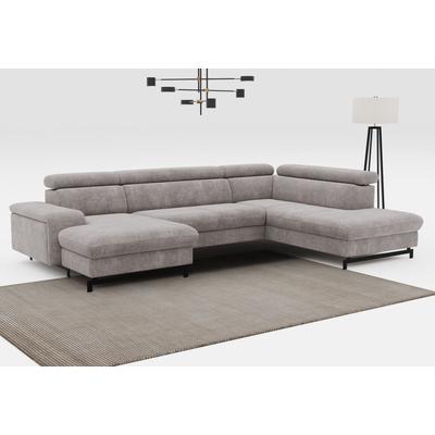 Wohnlandschaft COTTA "Emma U-Form", grau (taupe), B:328cm H:97cm T:215cm, Sofas, mit Kopfteilverstellung, wahlweise mit Bettfunktion & Bettkasten Image