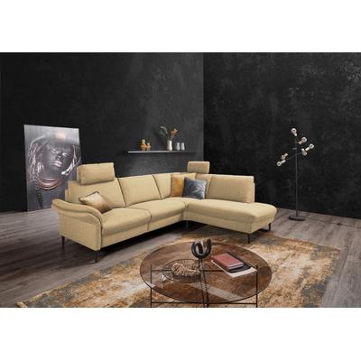 Ecksofa PLACES OF STYLE "Sarsina: mit Tonnentaschen-Federkern, perfekt zum Entspannen L-Form", beige (sand), B:265cm H:85cm T:223cm, 94% Polyester, 6% Nylon, Sofas, inklusive 2 motorischen Relaxfunktionen mit Herz-Waage-Beschlag Image