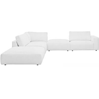Ecksofa MUSTERRING "LUCIA L-Form", weiß (snow bax), B:340cm H:81cm T:346cm, Flachgewebe FLORIS (100% Polyester), Flachgewebe VALMONT (60% Baumwolle/ 40% Leinen), Microfaser CRONA (100% Polyester), Sofas, in vielen Qualitäten und 4 verschieden Nähten Image