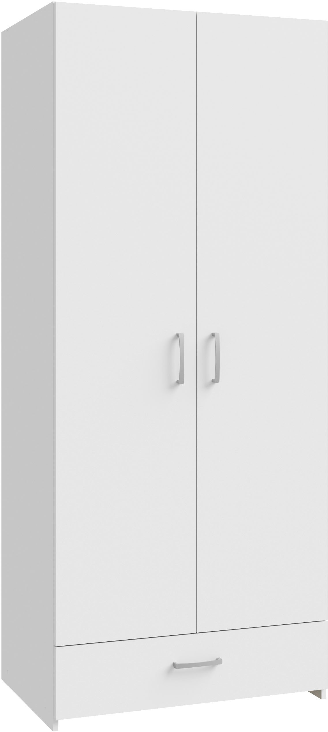 Drehtürenschrank FORTE "Econobox", weiß, B:79,7cm H:190,5cm T:54,4cm, Spanplatte, Schränke, Drehtürenschrank, Drehtürenschrank, zeitloses Design mit alufarbigen Griffen.