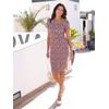 A-Linien-Kleid CLASSIC BASICS "Kleid", Damen, Gr. 50, Normalgrößen, rosa (rosé, khaki, bedruckt), Georgette, 100% Polyester, geblümt, gemustert, mehrfarbig, knielang, V-Ausschnitt, Kurzarm, Kleider