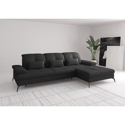 Ecksofa SIT & MORE "Amica, L-Form, inkl. Sitztiefenverstellung & Armteilverstellung", schwarz, B:279cm H:90cm T:185cm, Sofas, wahlweise mit Bettfunktion, Bettkasten und Kopfteilverstellung Image