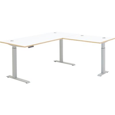 Schreibtisch INNOSTYLE "Memphis Eckschreibtisch, 185x72x177cm (B/H/T)", weiß, artisan eiche, silber matt, weiß, artisan eiche, B:185cm H:72cm T:177cm, Tische, Soft Touch Oberfläche, Füße justierbar, Memory Funktion Image