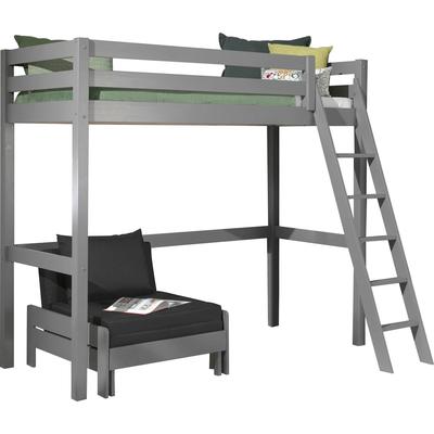 Hochbett VIPACK, grau (grau, schwarz), B:165cm H:190cm L:209cm, Hochbetten, Hochbett mit 90 x 200 cm Liegefläche, grau oder weiß lackiert Image