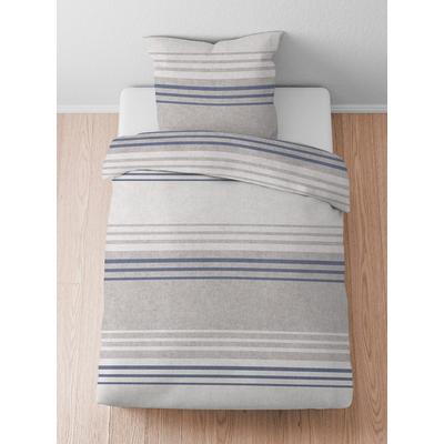 Bettwäsche BIBERNA Gr. 1, blau (blau, grau), B/L: 135cm x 200cm, Biber-Feinbiber, B/L: 80cm x 80cm, Biber, Feinbiber, 100% Baumwolle, Bettwäsche Image